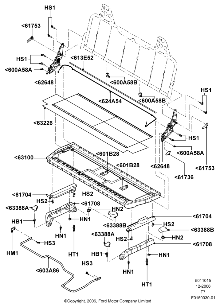 Схема Основание переднего сиденья, Bench Type Front Seat, With Split Bench Front Seat; 18.12.2006–12.02.2010