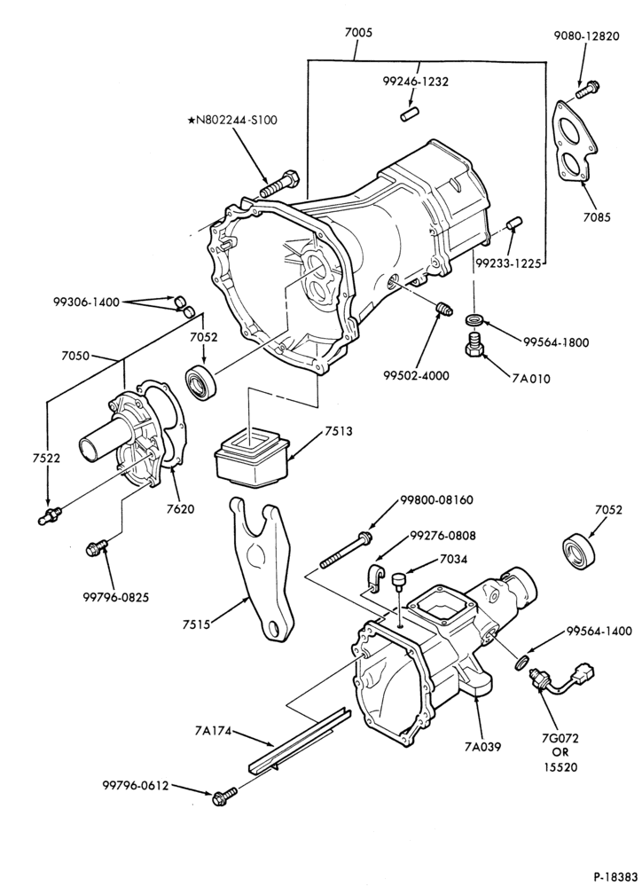 Схема INTERNAL PARTS-(1984/87) - diesel engines - case, extension housing-R