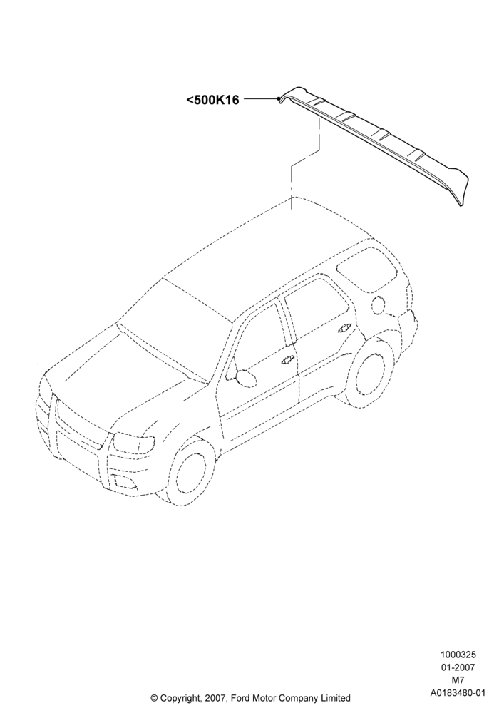 Схема Декор кузова — зад, Rear Spoiler, Accessory; 08.01.2007–29.04.2012