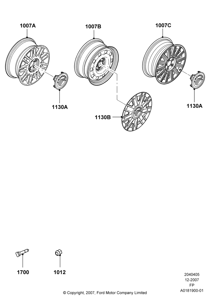 Схема Колёса, комплектация с 17-дюймовыми колёсами; 02.01.2008–19.07.2010