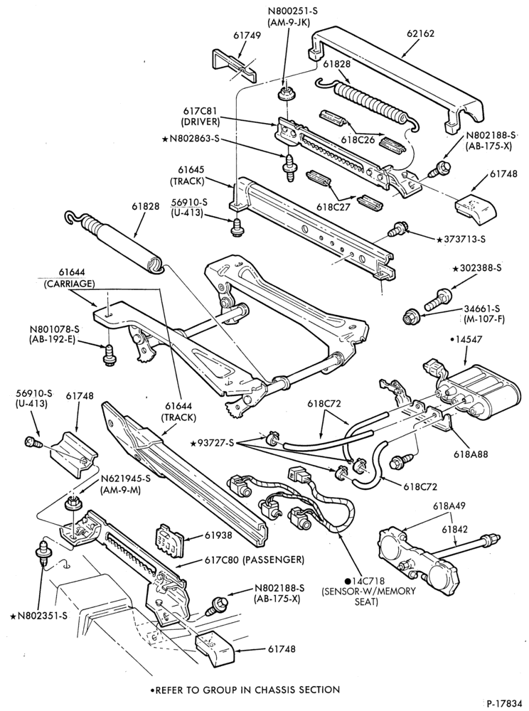 Схема SEATS AND SEAT BELTS-Front seat parts - bucket   - split bench - lower half- power