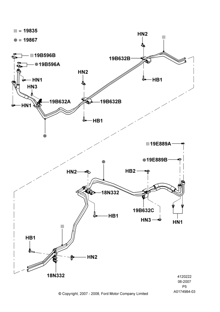 Схема Система кондиционирования, Rear Auxiliary Air Conditioning, Underbody; 18.06.2007–15.06.2009