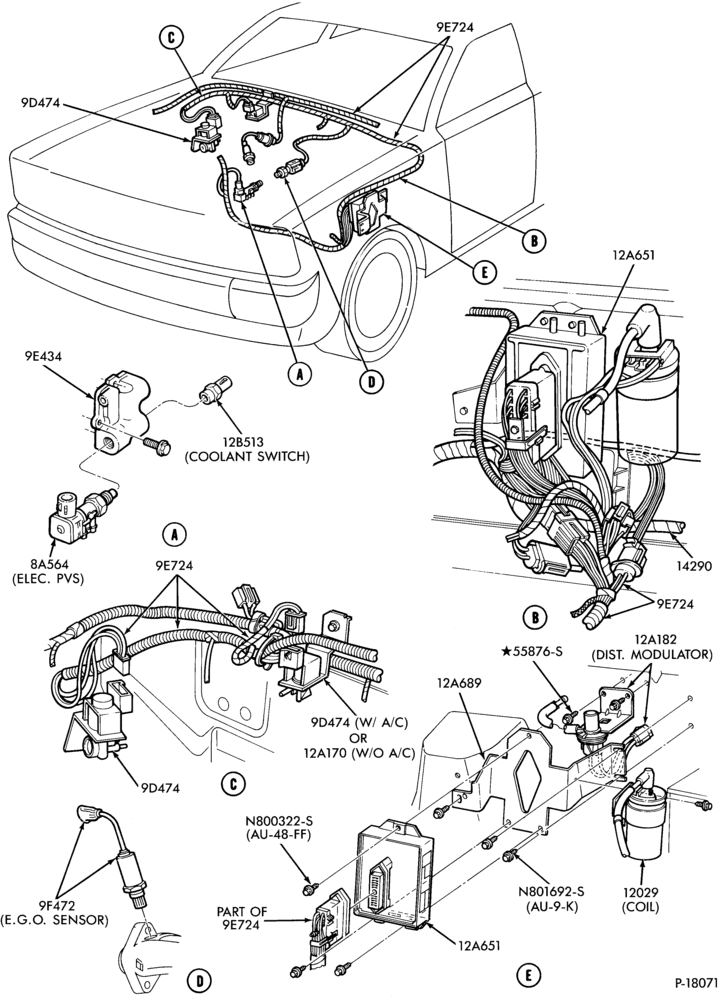 Схема 4 CYL. 2.3L (140 C.I.D.)-Electronic engine control (E.E.C.)- Exc. E.F.I. - w/M.C.U.