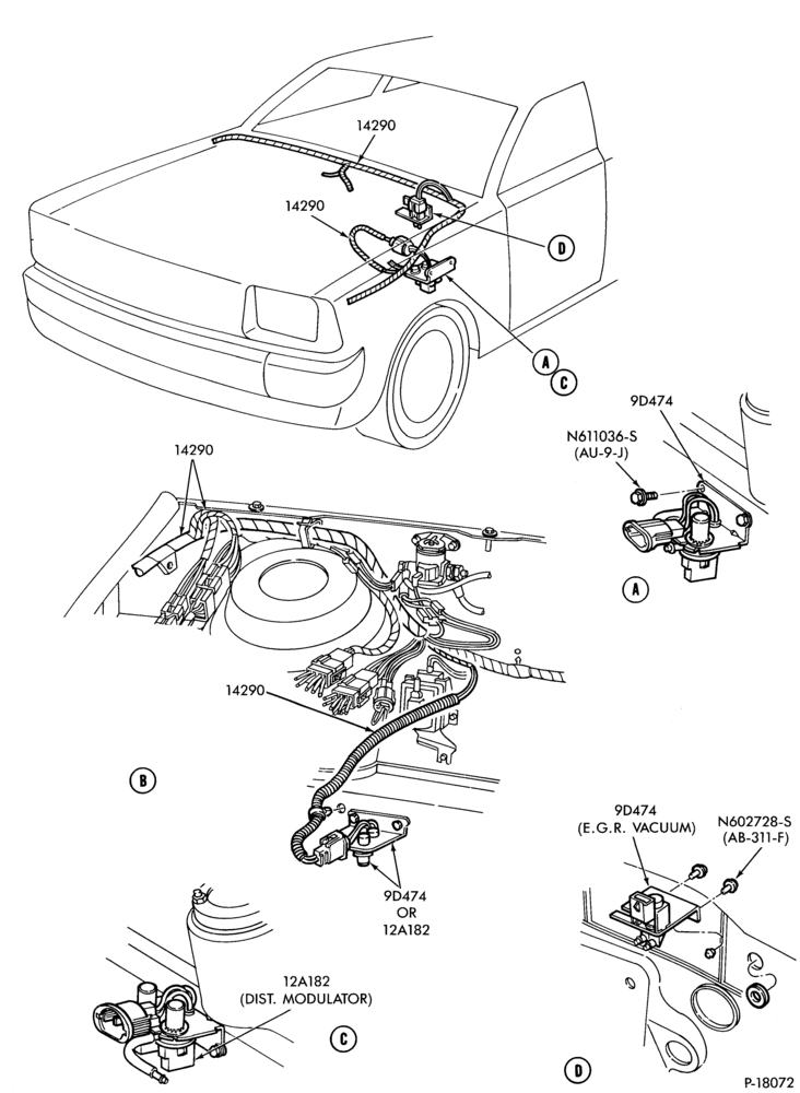Схема 4 CYL. 1.9L (116 C.I.D.)-Electronic engine control (E.E.C.) - E.F.I.- Exc. E.F.I.