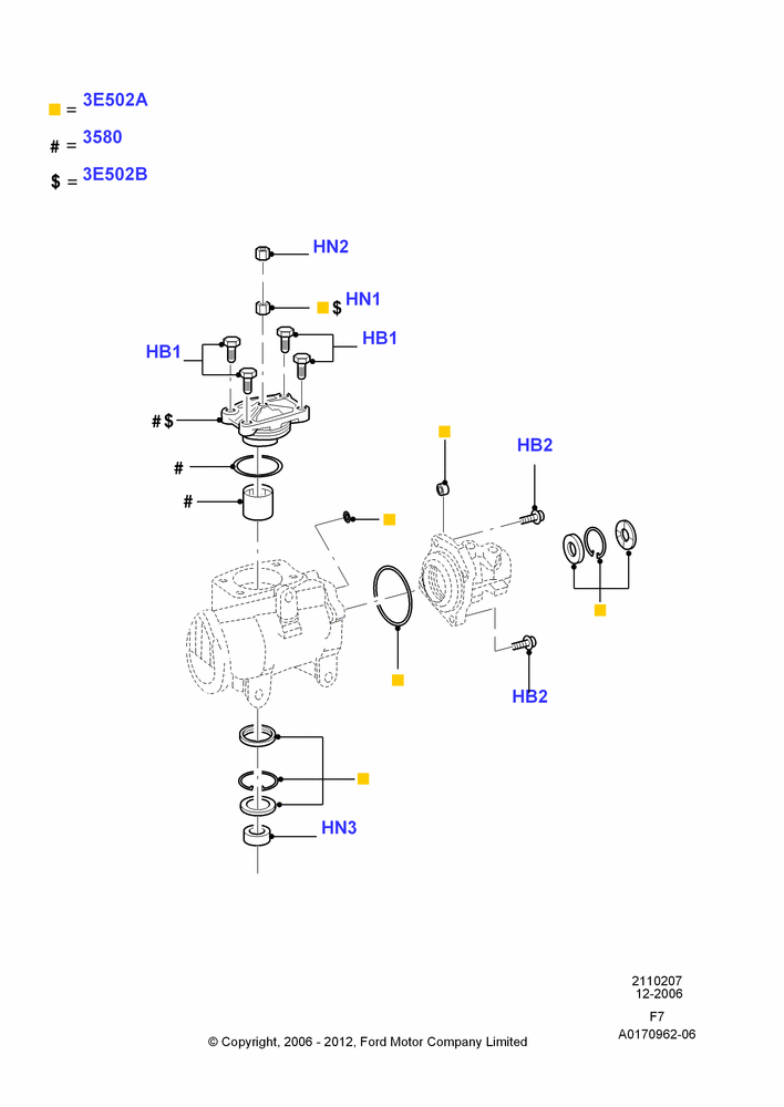 Схема Power Steering Gear Seal Kit Repair, Ford 250 Series, Ford 350 Series, Less M/Beam With Ext Axle (Fatboy); 19.07.2004–12.02.2010