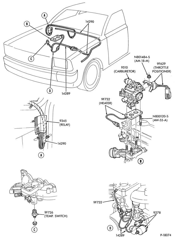 Схема 4 CYL. 1.6L (98 C.I.D.)-Fuel heater - carburetor spacer