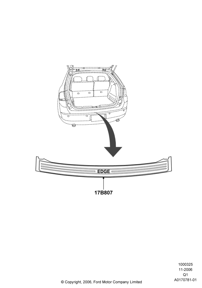 Схема Декор кузова — зад, Ford Series, Accessory, With Bumper Protection Moulding; 06.11.2006–24.12.2014