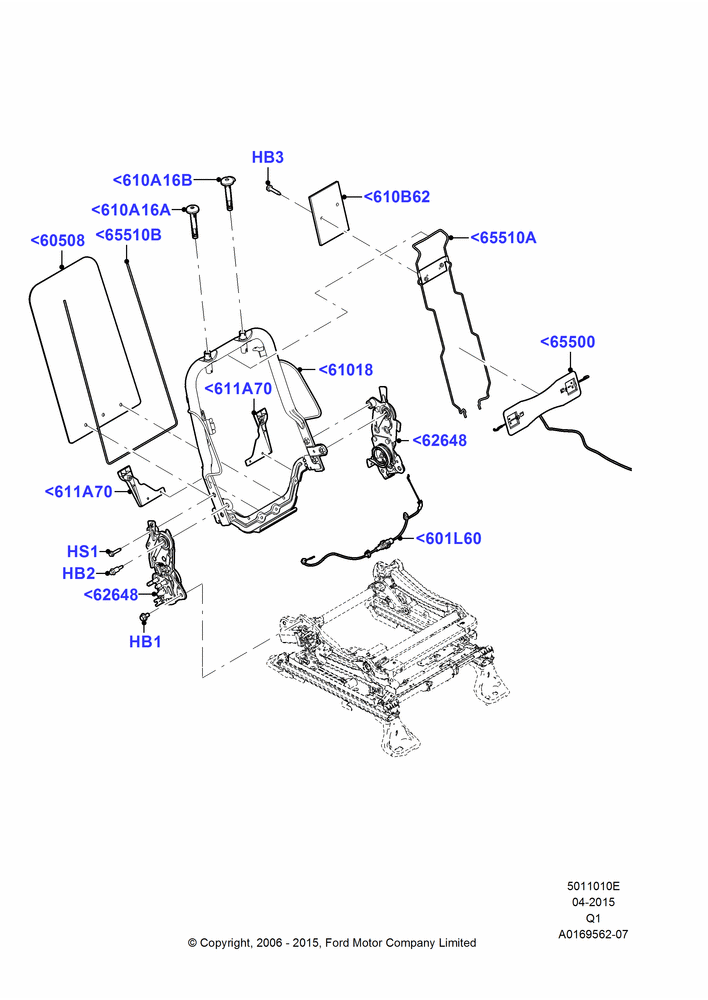 Схема Спинка переднего сиденья, With Pass 6 Way Power Seat Adjuster; 06.11.2006–24.12.2014