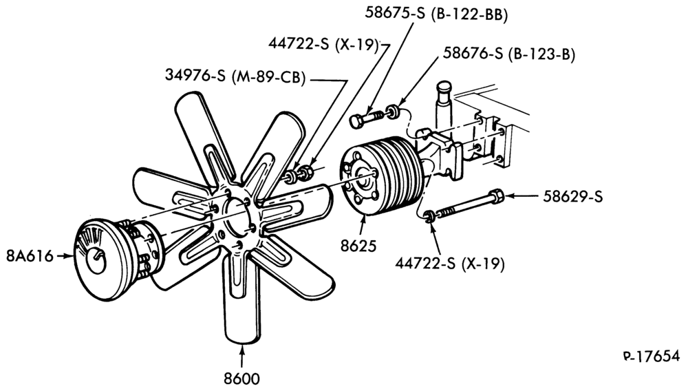 Схема COOLING SYSTEMS-(1983/) - 8 cyl. 636 Cat. Diesel - Eaton-B700