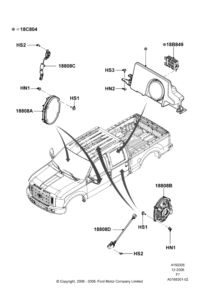 Схема Динамики, AM/FM Str/CD/Clk/Navig System, Crew Cab, Prem AM/FM Stro/CD Changer/Clock, AM/FM DVD Nav SDARS Next Generation; 18.12.2006–12.02.2010