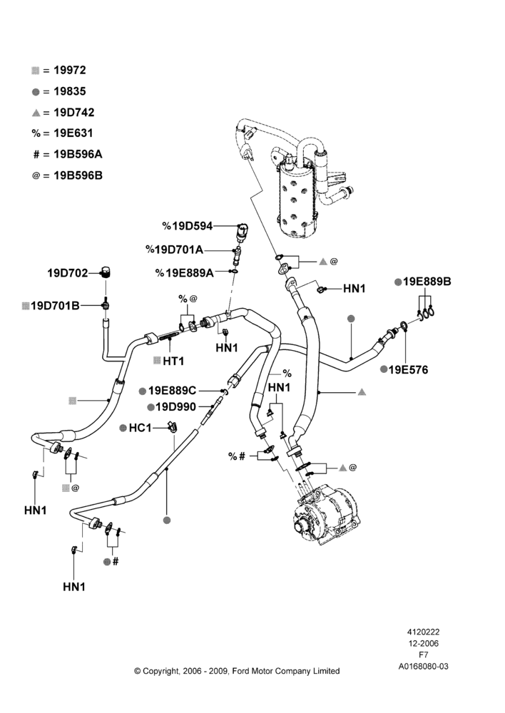 Схема Система кондиционирования, 6.4L Diesel V8 Twin Turbo, With Air Conditioning; 18.12.2006–12.02.2010