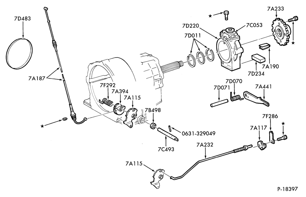 Схема C5 TYPE - INTERNAL PARTS-INTERNAL PARTS- parking pawl, throttle and manual control linkage-DC,K