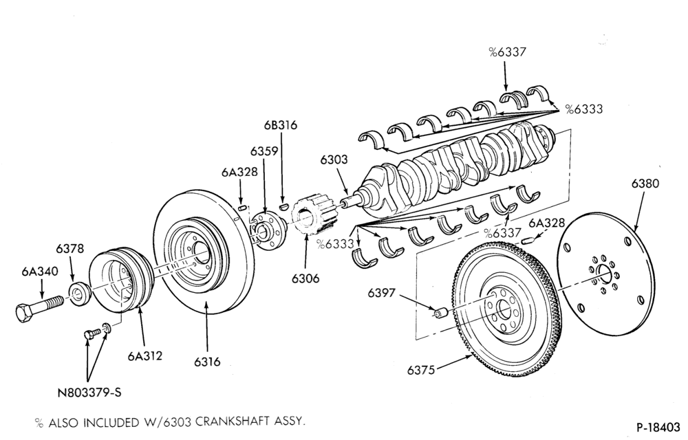 Схема 4 CYL. 2.3L (140 C.I.D.) - OHC-Crankshaft and flywheel