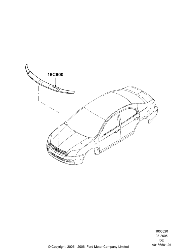 Схема Декор кузова — перед, Mercury Division Derivative, Accessory, Hood Air Deflector; 01.08.2005–04.02.2009