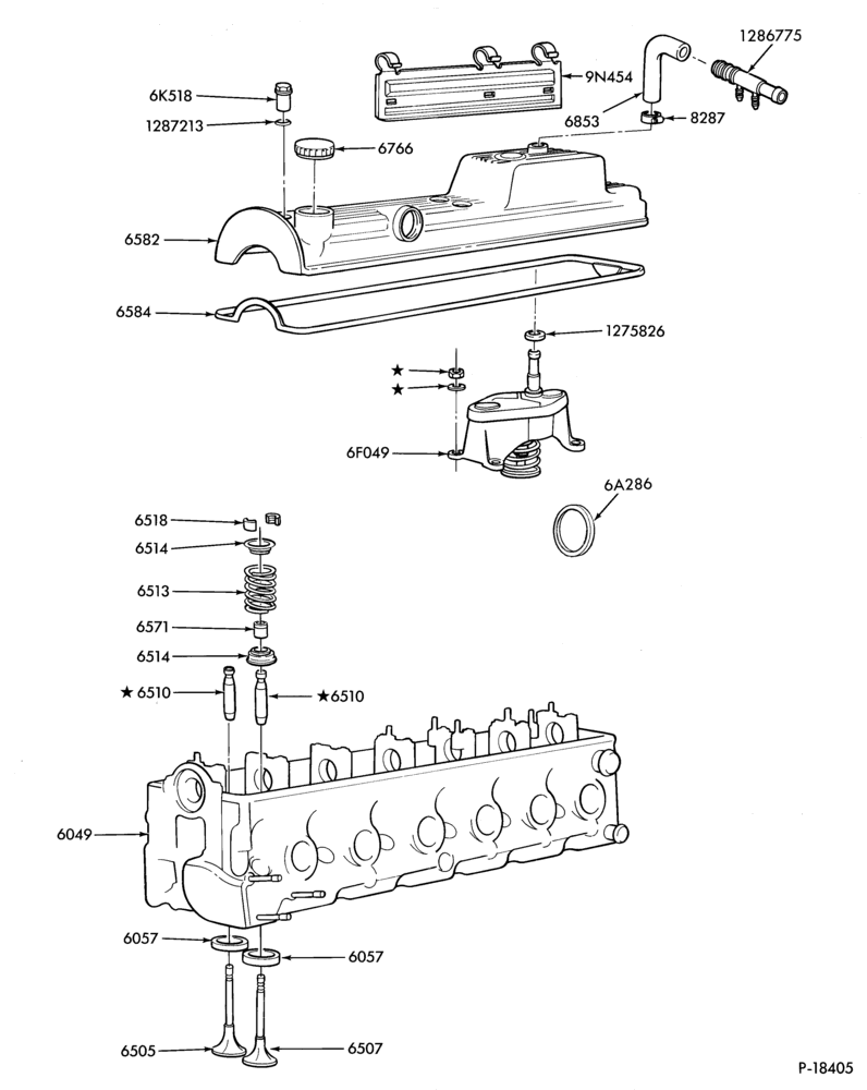 Схема 4 CYL. 2.3L (140 C.I.D.) - OHC-Valves, push rods and rocker arm cover