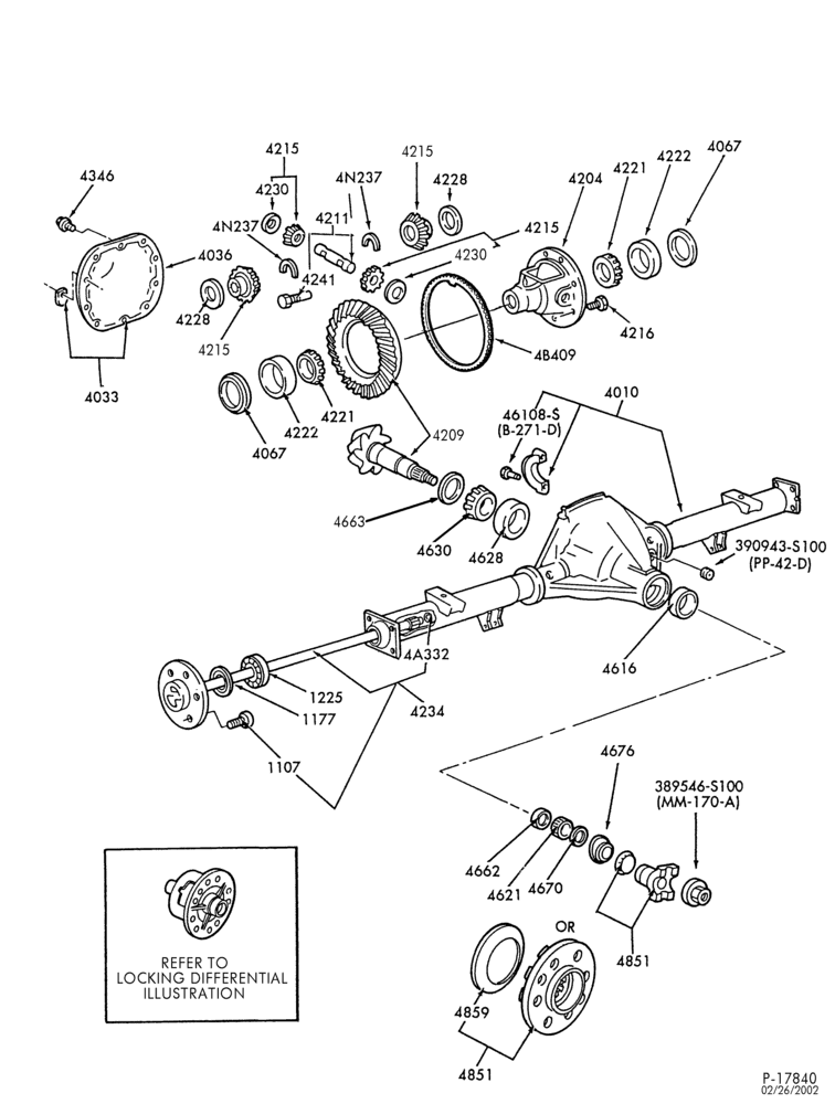 Схема REAR AXLE-REAR AXLE- Ford WFL, WDR - locking & non-locking-U150