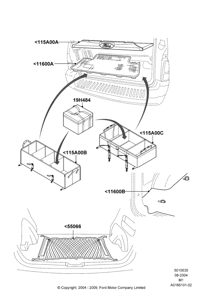 Схема Load Compartment Trim, Lincoln/Mercury Series, Accessory; 16.08.2004–01.05.2006