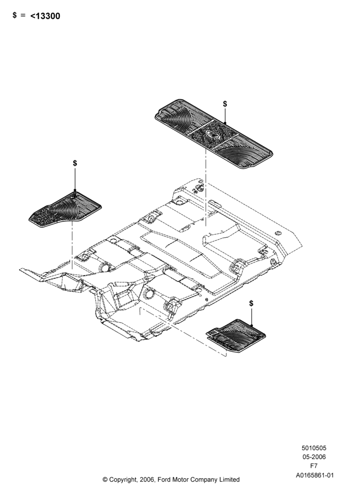 Схема Отделка пола, Crew Cab, Accessory Fit; 15.05.2006–18.12.2006
