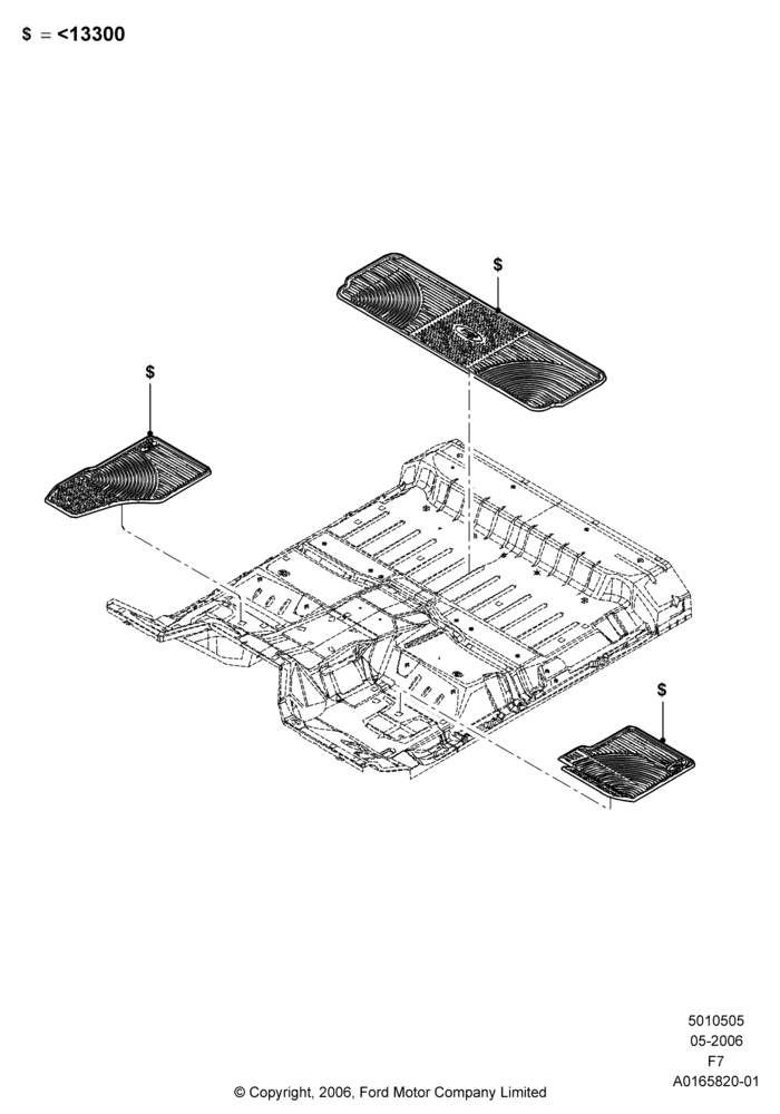 Схема Отделка пола, Super Cab, Accessory Fit; 15.05.2006–18.12.2006