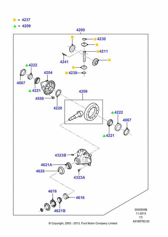 Схема Редуктор заднего моста — компоненты, 20,500 LB. GVW; 04.08.2003–19.01.2010