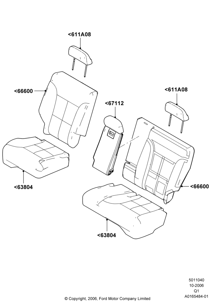 Схема Rear Seat Covers, Lincoln/Mercury Series; 06.11.2006–17.09.2007