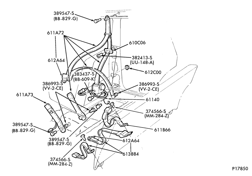 Схема SEATS AND SEAT BELTS-Front seat parts - lower half - manual