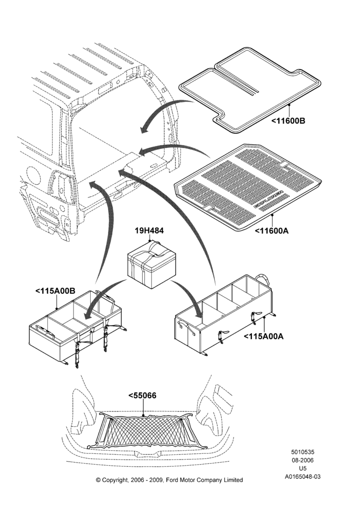 Схема Load Compartment Trim, Ford Series, Accessories; 19.07.2005–16.12.2010
