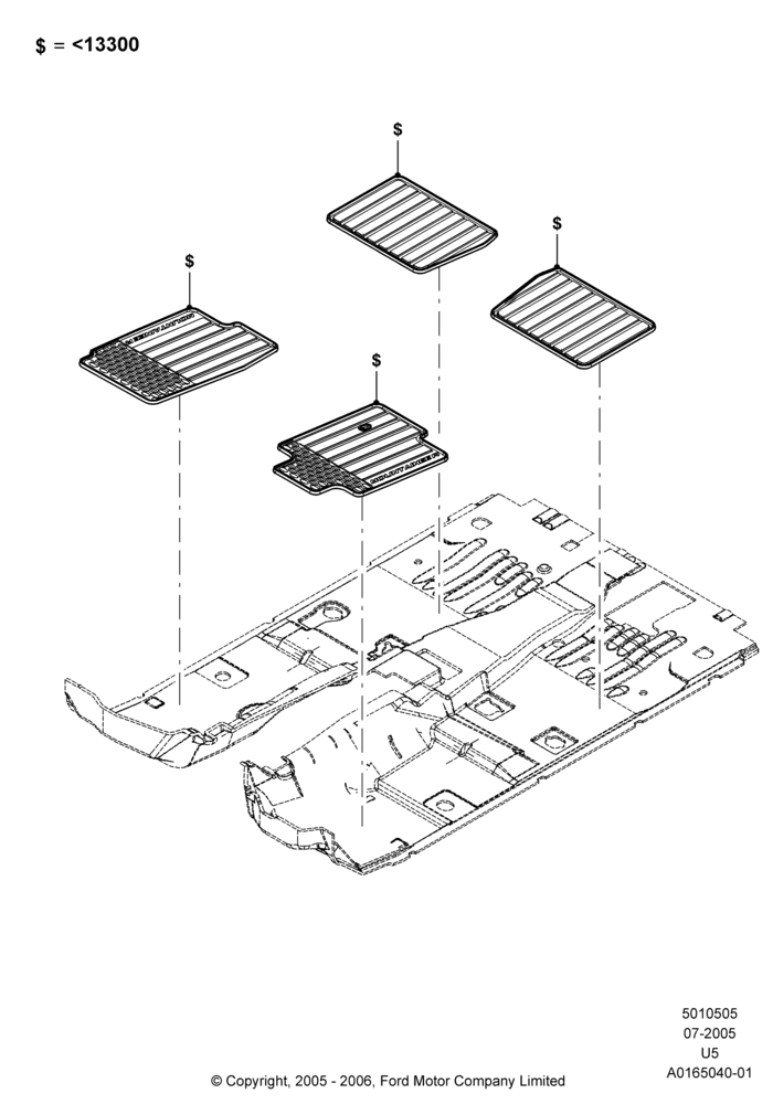 Схема Отделка пола, Lincoln/Mercury Series, Accessories; 13.11.2000–07.08.2006