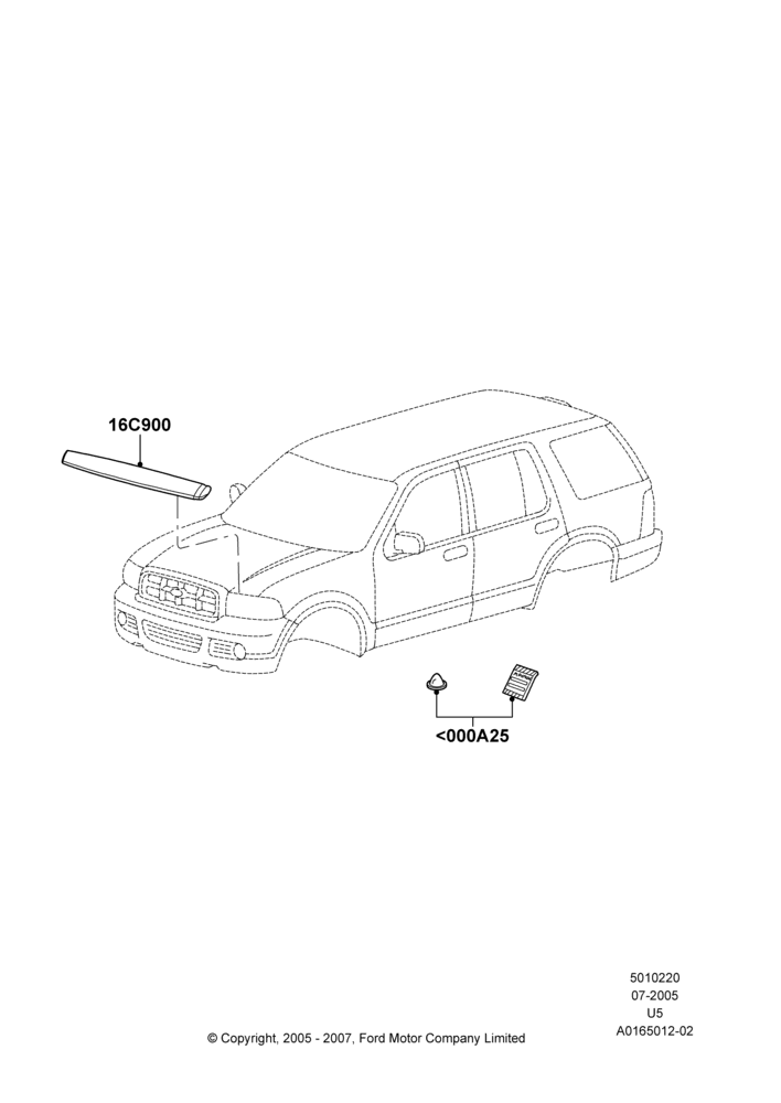Схема Капот и детали, Ford Series, Accessory Bug Shield; 19.07.2005–16.12.2010
