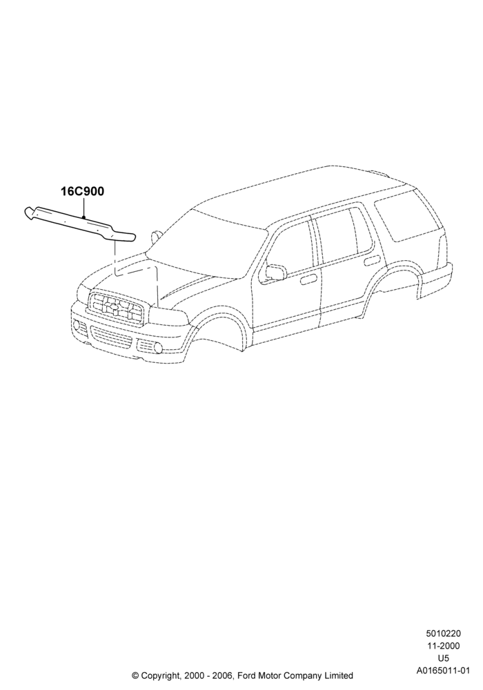 Схема Капот и детали, Lincoln/Mercury Series, Accessory Bug Shield; 13.11.2000–16.12.2010