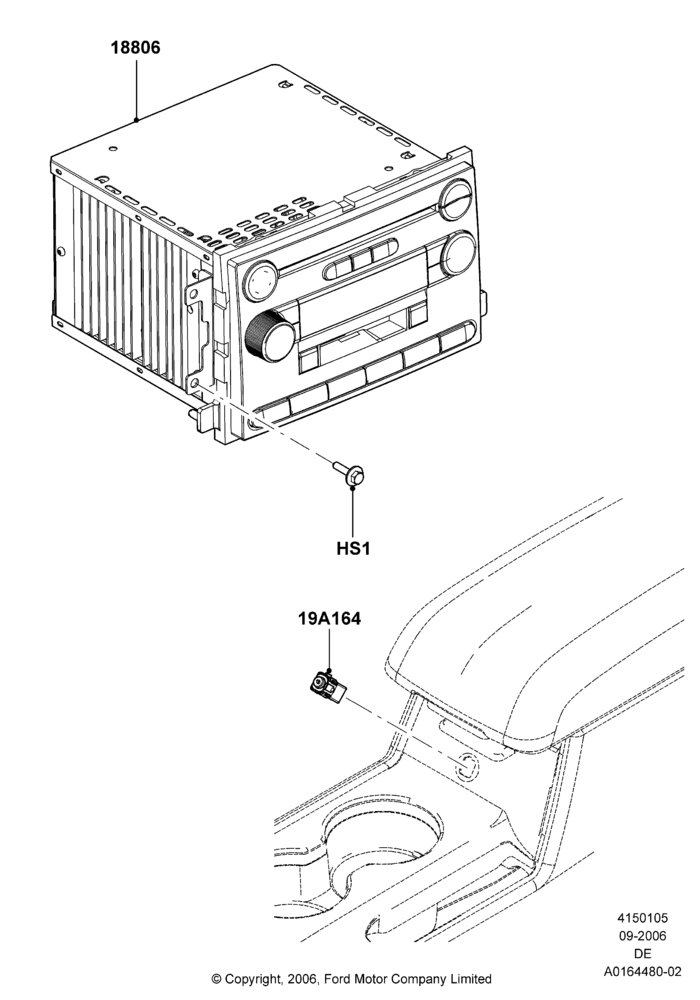Схема Аудиооборудование (заводское), Less Radio Reception Equipment, Less Upgraded Sound System, Standard Audio (Base); 30.08.2006–04.02.2009