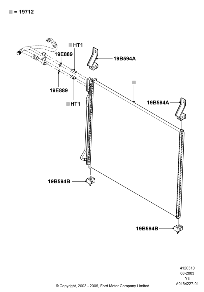 Схема Конденсатор и компрессор кондиционера, Condenser Assy; 04.08.2003–05.04.2010