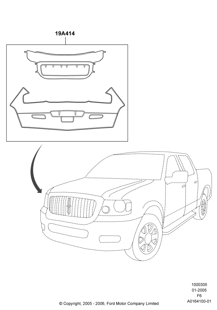 Схема Средства ухода, Lincoln Mark LT, Accessory, Front Mask; 31.01.2005–05.12.2005