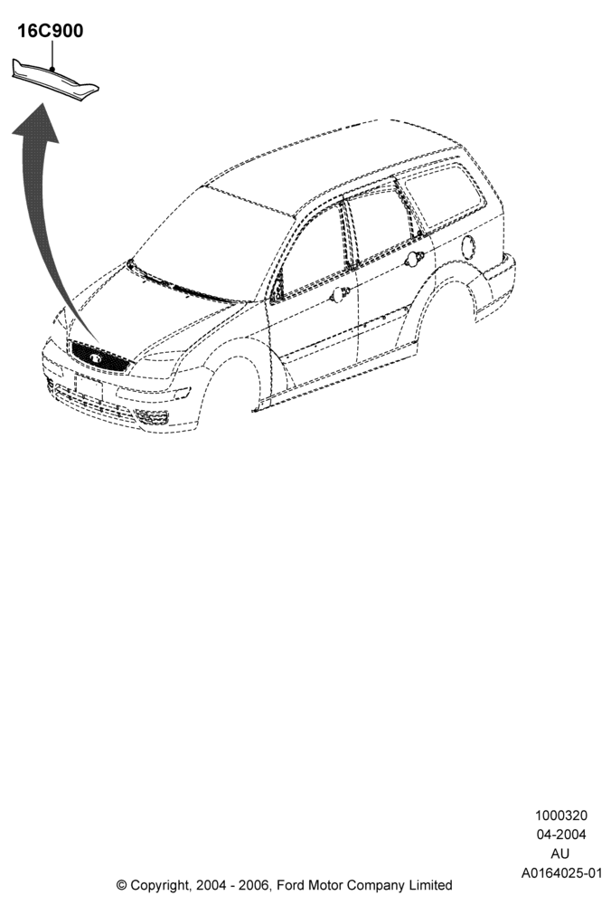 Схема Декор кузова — перед, Accessory, Hood Air Deflector; 05.04.2004–27.08.2007