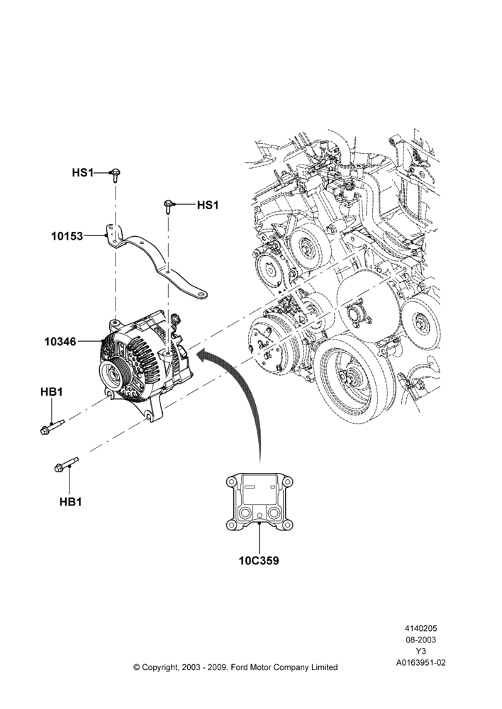 Схема Генератор и крепление, 6.8L SOHC EFI NA V10 Gas; 04.08.2003