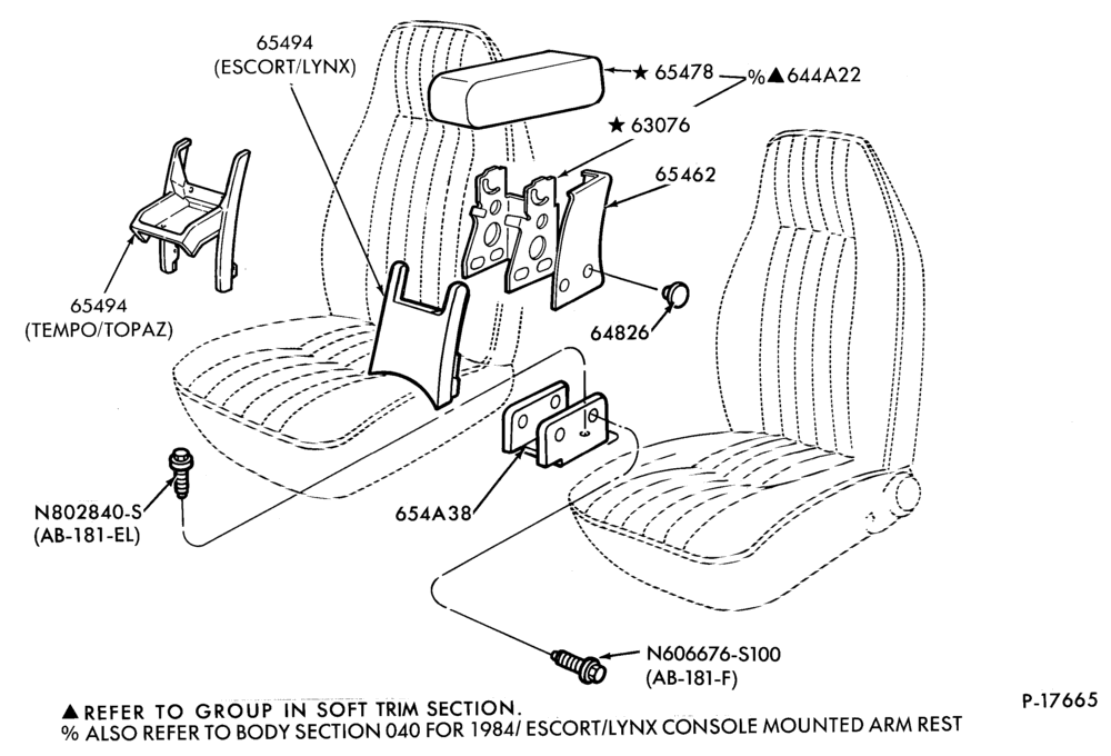 Схема SEATS AND SEAT BELTS-Arm rest - free standing