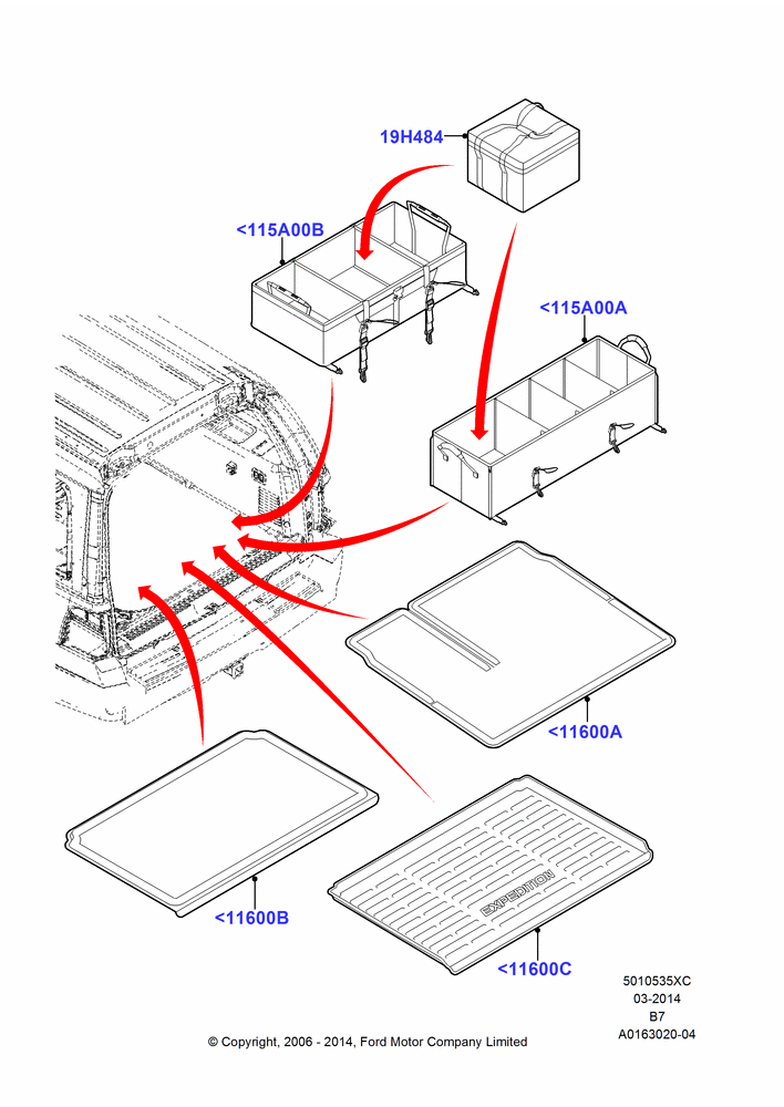 Схема Load Compartment Trim, Accessory Cargo Liner, Accessory Cargo Tray; 02.08.2006–11.08.2014