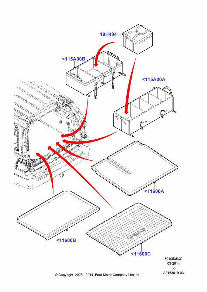 Схема Load Compartment Trim, Accessory Cargo Liner, Accessory Cargo Tray; 02.08.2006–11.08.2014