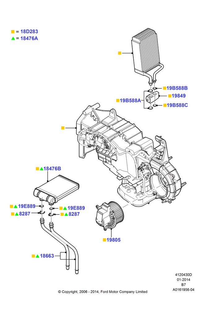 Схема Доп. кондиционер — внутренние детали, 131"/3327.4MM Wheelbase; 02.08.2006–30.06.2017