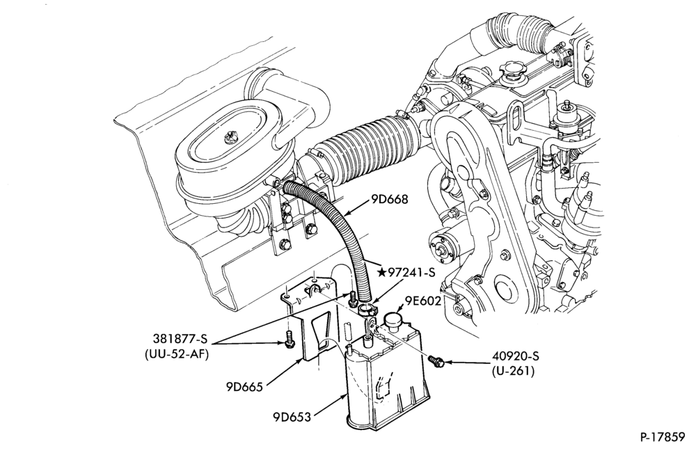Схема 4 CYL. 2.3L (140 C.I.D.)-Fuel vapor canister and related parts- E.F.I. & TC