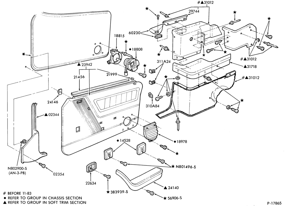 Схема SOFT, INTERIOR TRIM-Interior trim panels - convertible - Mustang
