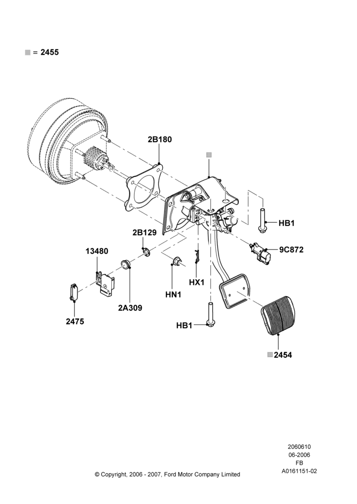 Схема Педали тормоза и сцепления, Adjustable Accl/Brake Foot Pedals; 19.06.2006–26.09.2011