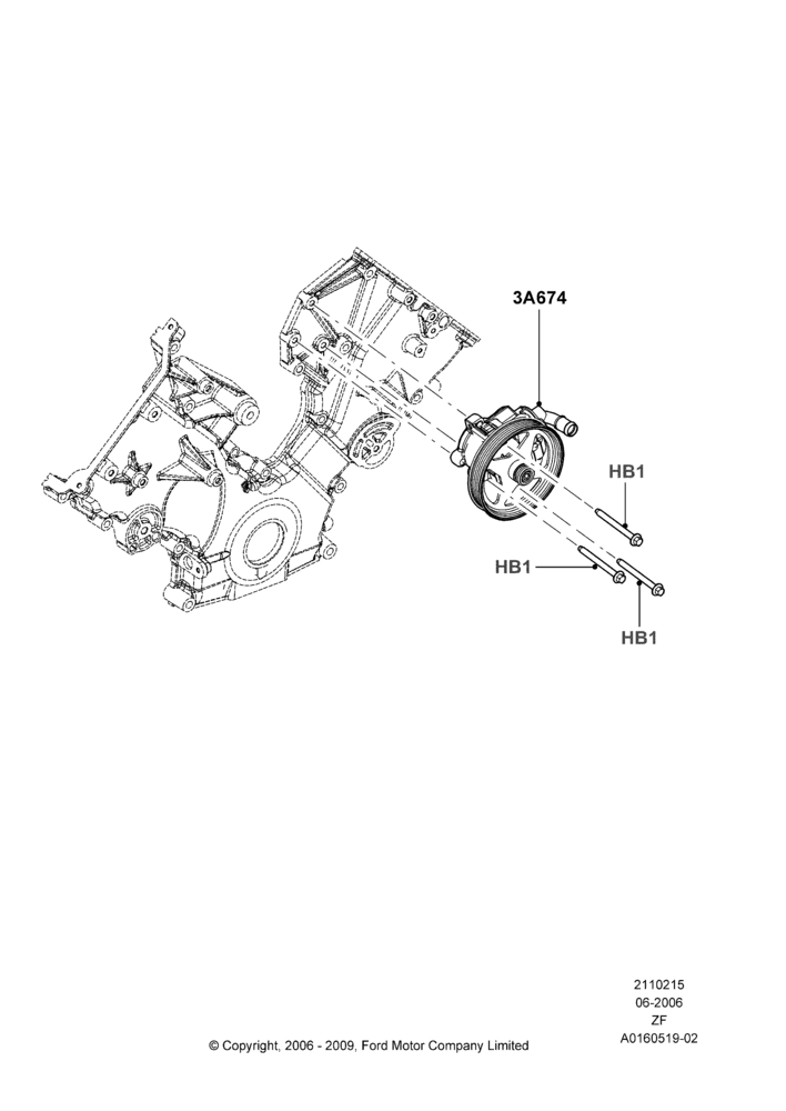 Схема Крепление насоса ГУР, 5.4L 4V DOHC EFI S/C ALUM V8 G; 06.06.2006–22.03.2010