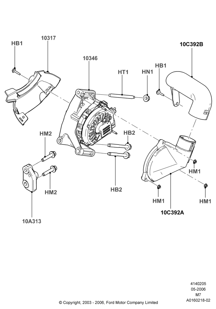 Схема Генератор и крепление, 3.0 V6 24V DOHC EFI Modular; 01.05.2006–23.06.2008