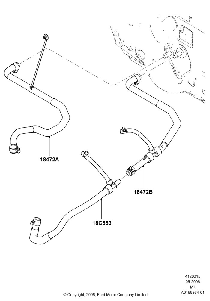 Схема Шланги отопителя, 3.0 V6 24V DOHC EFI Modular; 01.05.2006–23.06.2008