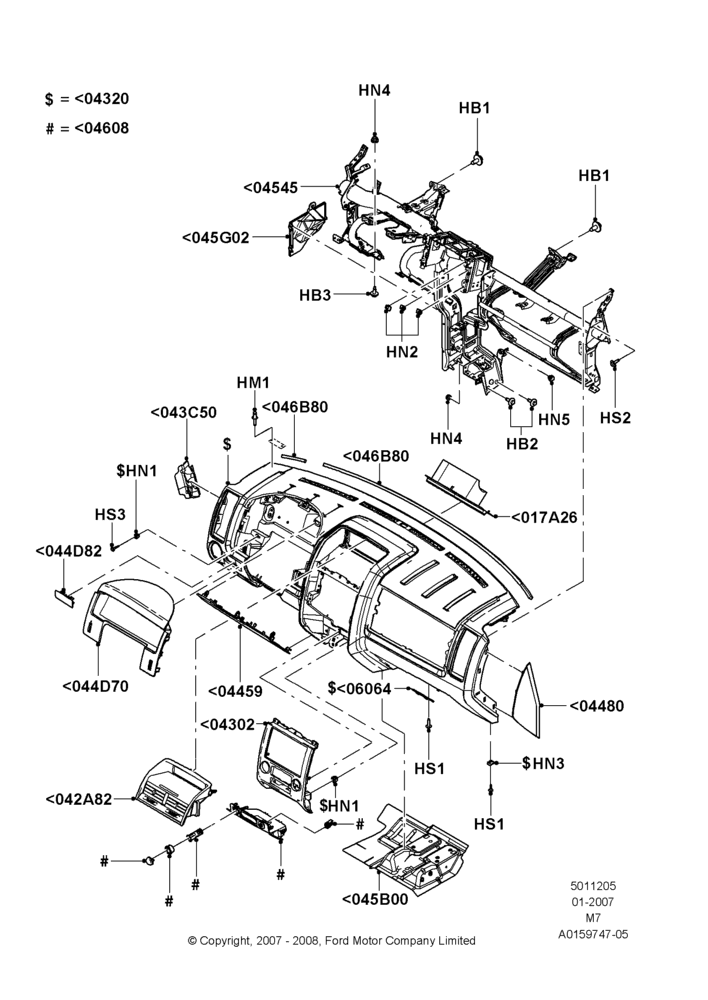 Схема Панель приборов, Ford Series, Less Hybrid Version; 08.01.2007–29.04.2012