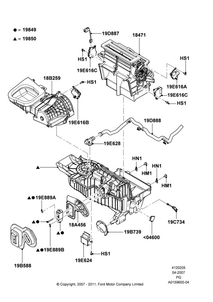 Схема Климат — наружные компоненты, Electronic Dual Zone ATC A/C; 30.04.2007–15.06.2009