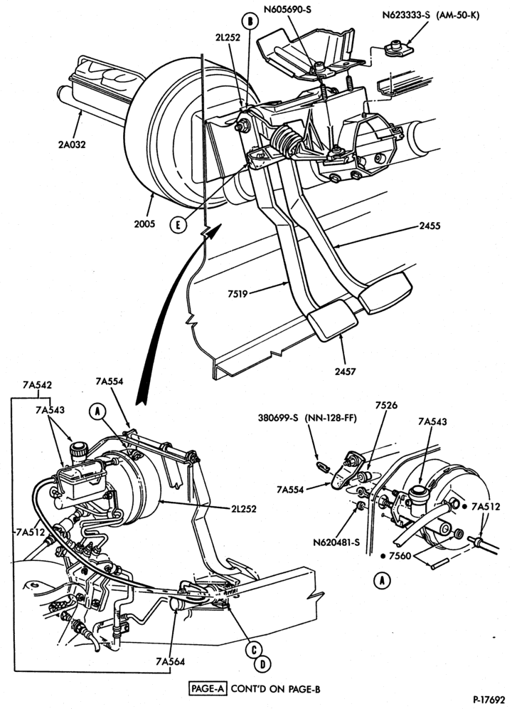 Схема BRAKES-Brake and clutch pedals - (1983/86) - Page A-U150