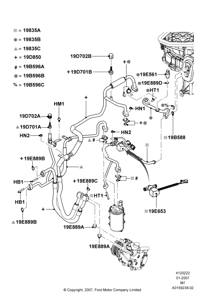 Схема Система кондиционирования, Gas/Electric Hybrid; 08.01.2007–27.07.2009