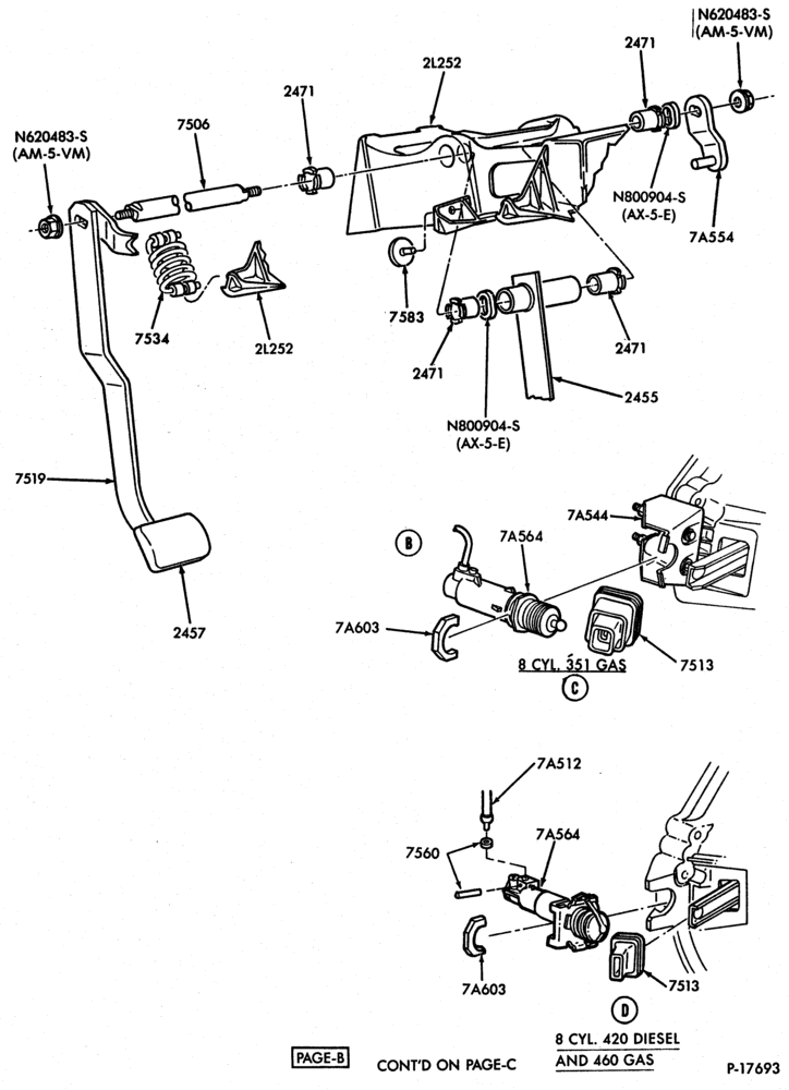 Схема BRAKES-Brake and clutch pedals  - (1983/86)- Page B-U150
